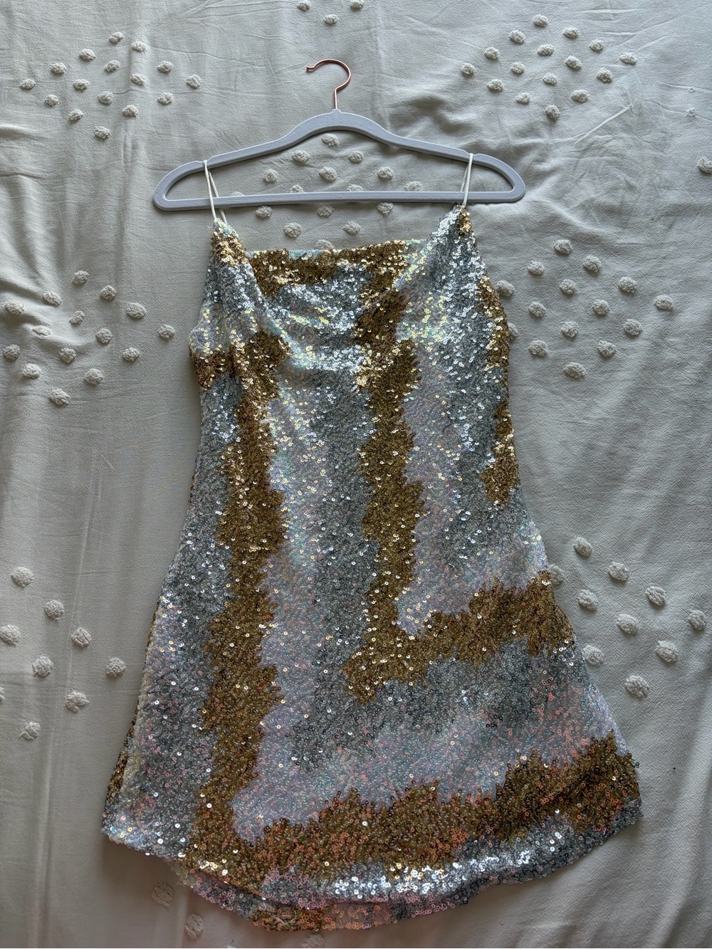 Gold & Silver Sequin Mini Slip Dress